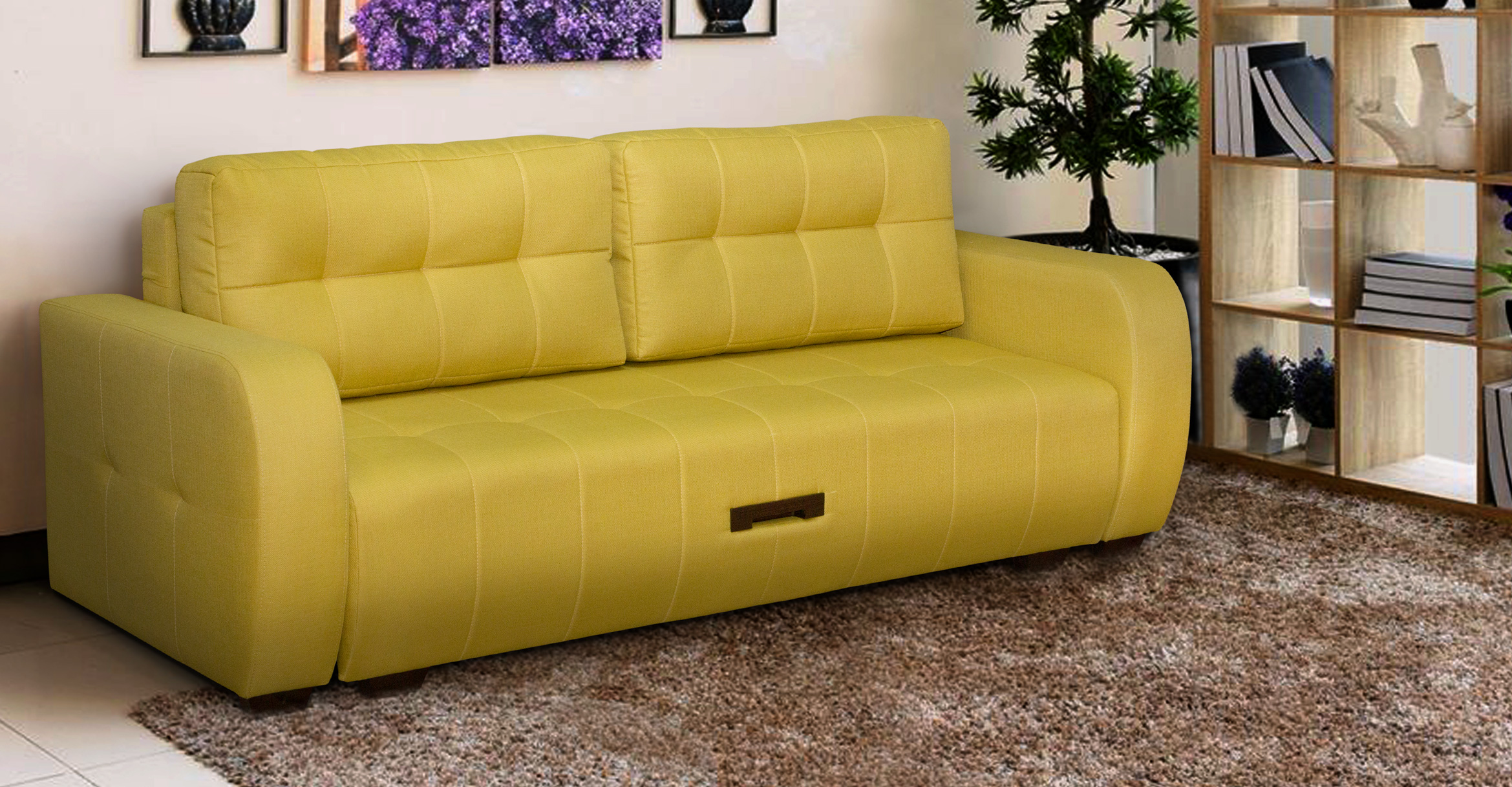 Желтый диван тик так в интерьере