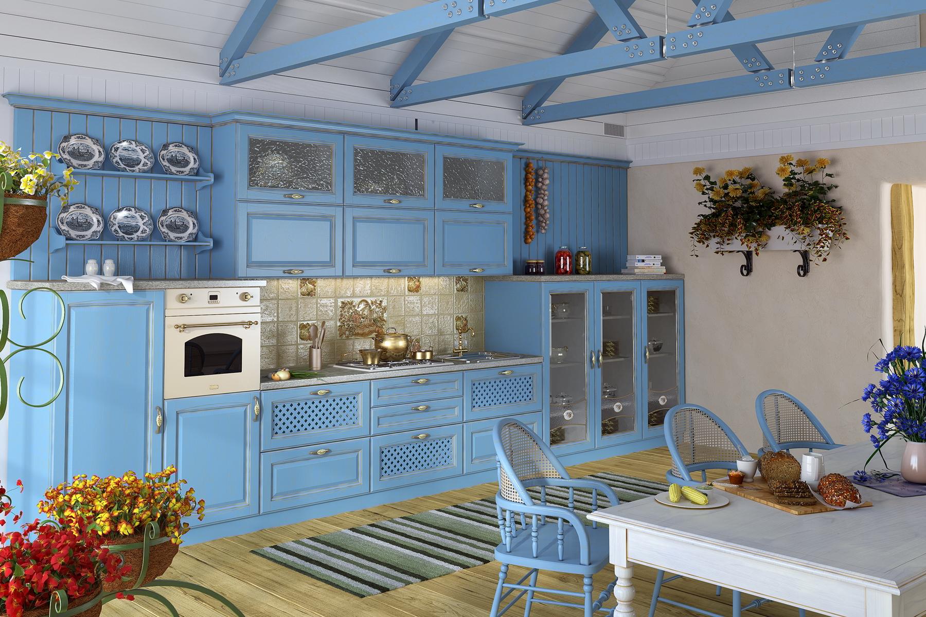 Цвет кухни прованс. Голубая кухня Прованс Антарес. Кухня Прованс голубая патина. Голубые кухни. Кухня в голубых тонах.