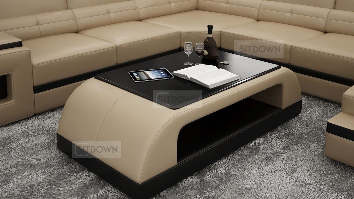 Угловой диван с журнальным столиком