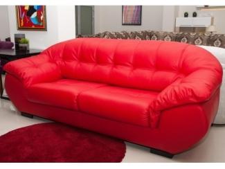 Красный кожзам диван Плаза 3