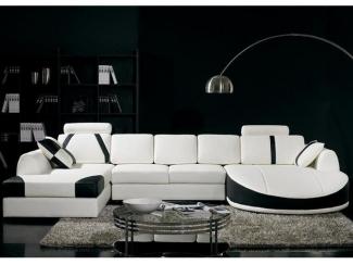 Вейлиос Черно-белый кожаный диван - Мебельная фабрика «ДЕФИ»