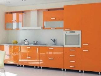 Прямой кухонный гарнитур Оранжевое солнце ПВХ - Мебельная фабрика «Вся Мебель»