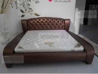Коричневая кожаная кровать Императрица  - Мебельная фабрика «Sitdown»