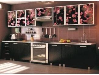 Темная прямая кухня с цветами - Мебельная фабрика «СОЮЗ»
