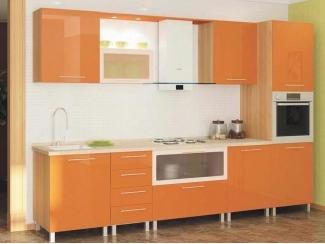 Прямой кухонный гарнитур Абрикос глянец ПВХ - Мебельная фабрика «Вся Мебель»