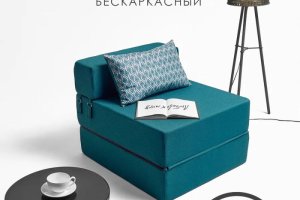 Бескаркасный диван-кровать 70х80 рогожка с принтом (Savana Lagoon) - Мебельная фабрика «Мирахоум»
