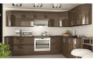 Большая коричневая кухня Зебрано - Мебельная фабрика «Мир Нестандарта»