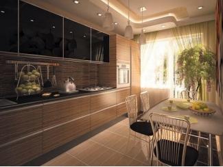 Прямой кухонный гарнитур Полоски коричневые ПВХ - Мебельная фабрика «Вся Мебель»