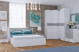 Спальный гарнитур Бьянка белый/бетон светлый - Мебельная фабрика «CASE»