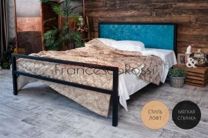 Кровать Лоренцо синяя спинка - Мебельная фабрика «Francesco Rossi»