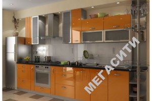 Прямая оранжевая кухня - Мебельная фабрика «Мега-Сити»