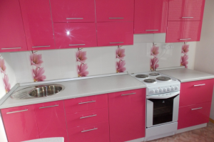 Прямая розовая кухня - Мебельная фабрика «Lakma»