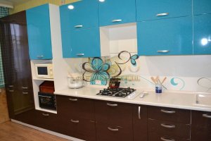 Угловая кухня голубой/коричневый пленка ПВХ - Мебельная фабрика «Кредо»