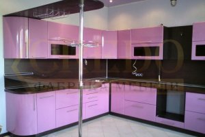 Угловая розовая кухня пленка пвх - Мебельная фабрика «Кредо»