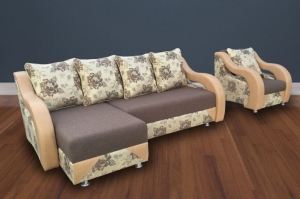 Угловой диван Сонет с креслом - Мебельная фабрика «Ирбис»