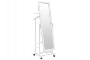 Вешалка костюмная с зеркалом на колесах В24Н белая - Мебельная фабрика «Мебелик»