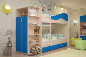 Детская двухъярусная кровать Мая со шкафом - Мебельная фабрика «ТМК (Техно Мебель Компани)»
