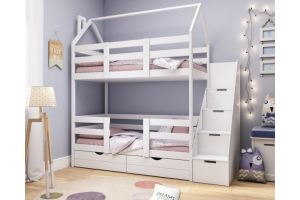 Двухъярусная кровать-домик Classic белая с комодом - Мебельная фабрика «Dreams Store»