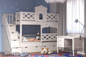 Двухъярусная кровать Жасмин из массива сосны - Мебельная фабрика «Дубрава»