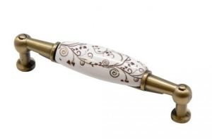 KERRON CERAMIC Ручка-скоба с фарфором , 96 мм, античная бронза - Оптовый поставщик комплектующих «МАГАМАКС»
