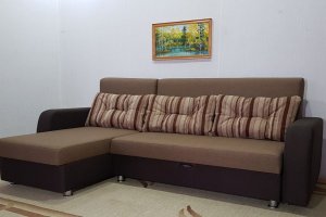 Коричневый диван с оттоманкой - Мебельная фабрика «Оричанка»