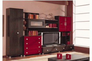 Красная гостиная стенка 030 - Мебельная фабрика «La Ko Sta»