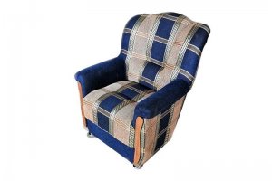 Кресло шенилл Клетка синяя - Мебельная фабрика «Диван-Книжка»