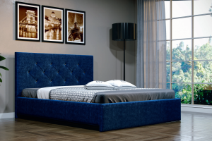 Кровать 370 МК 57 велюр синий - Мебельная фабрика «Корвет»