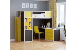 Кровать-чердак со шкафом и столом SMART 4 - Мебельная фабрика «Happy home»