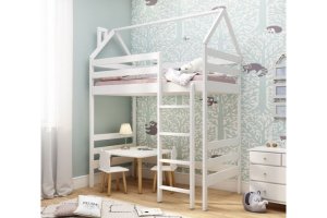 Кровать-чердак в белом цвете - Мебельная фабрика «Dreams Store»