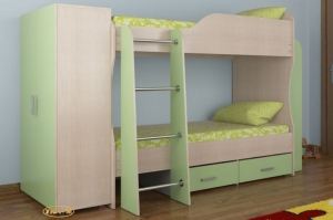 Кровать детская 2-х ярусная со шкафом - Мебельная фабрика «Уют-М»