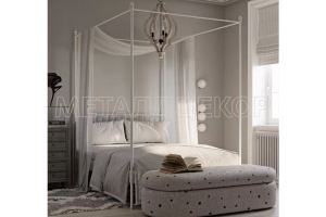 Кровать кованая Валери белая с балдахином - Мебельная фабрика «Металлдекор»