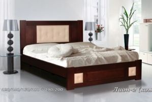 Кровать массив со вставкой Лион 2 - Мебельная фабрика «Дубрава»