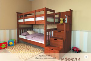 Кровать Сиена двухъярусная с лестницей - Мебельная фабрика «МЭБЕЛИ»