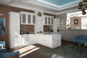 Кухня белая с полуостровом Адриана - Мебельная фабрика «Кухонный двор»