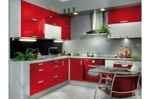 Кухня красная угловая 0127 - Мебельная фабрика «La Ko Sta»