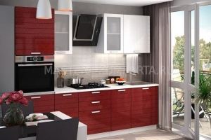 Кухня Линда красный и белый металлик - Мебельная фабрика «Мастера Комфорта»