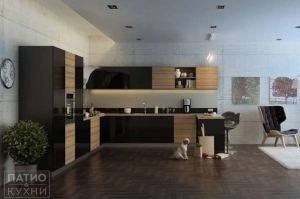 Кухня Lucrezia угловая (коричнево-черная) - Мебельная фабрика «Патио Кухни»