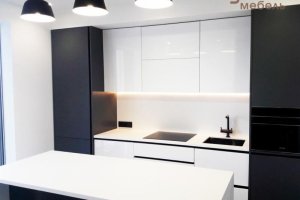 Кухня прямая черно-белая - Мебельная фабрика «ДиВо мебель»