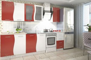 Кухня прямая двухцветная Волна - Мебельная фабрика «НАРУС»