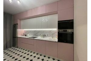 Кухня прямая Эмаль розовая