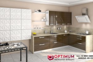 Кухня с горизонтальной фрезеровкой Техно - Мебельная фабрика «Оптимум»
