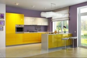 Кухня Smalto п-образная (желтая) - Мебельная фабрика «Патио Кухни»