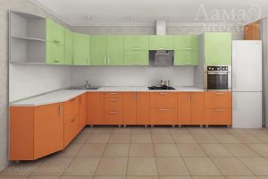 Кухня угловая двухцветная металлик 12 - Мебельная фабрика «Лама»