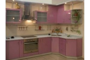 Кухня угловая розовая 0026 - Мебельная фабрика «La Ko Sta»