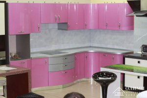 Кухня угловая розовая ОД Волна 06 - Мебельная фабрика «ОЛИМП»