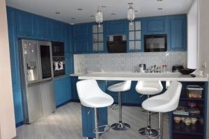 Кухня угловая синяя - Мебельная фабрика «SOVA»