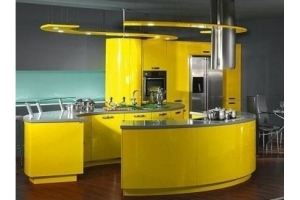 Кухня желтая радиусная 0027