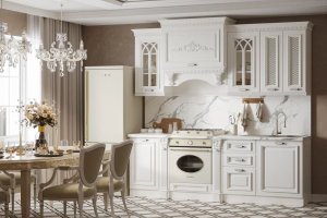 Кухонный гарнитур Монако прямой 2,40 белый - Мебельная фабрика «Арида»