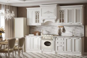 Кухонный гарнитур Монако прямой 3,00 белый, серебро - Мебельная фабрика «Арида»
